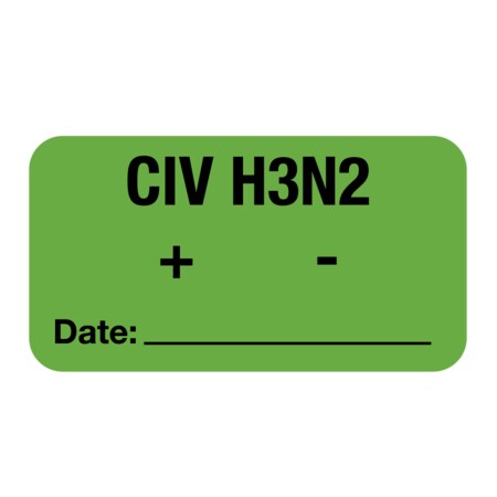 Nevs Label, CIV H2N2 Date_ 7/8 x 1-5/8 Flr Green w/Black LW-0038